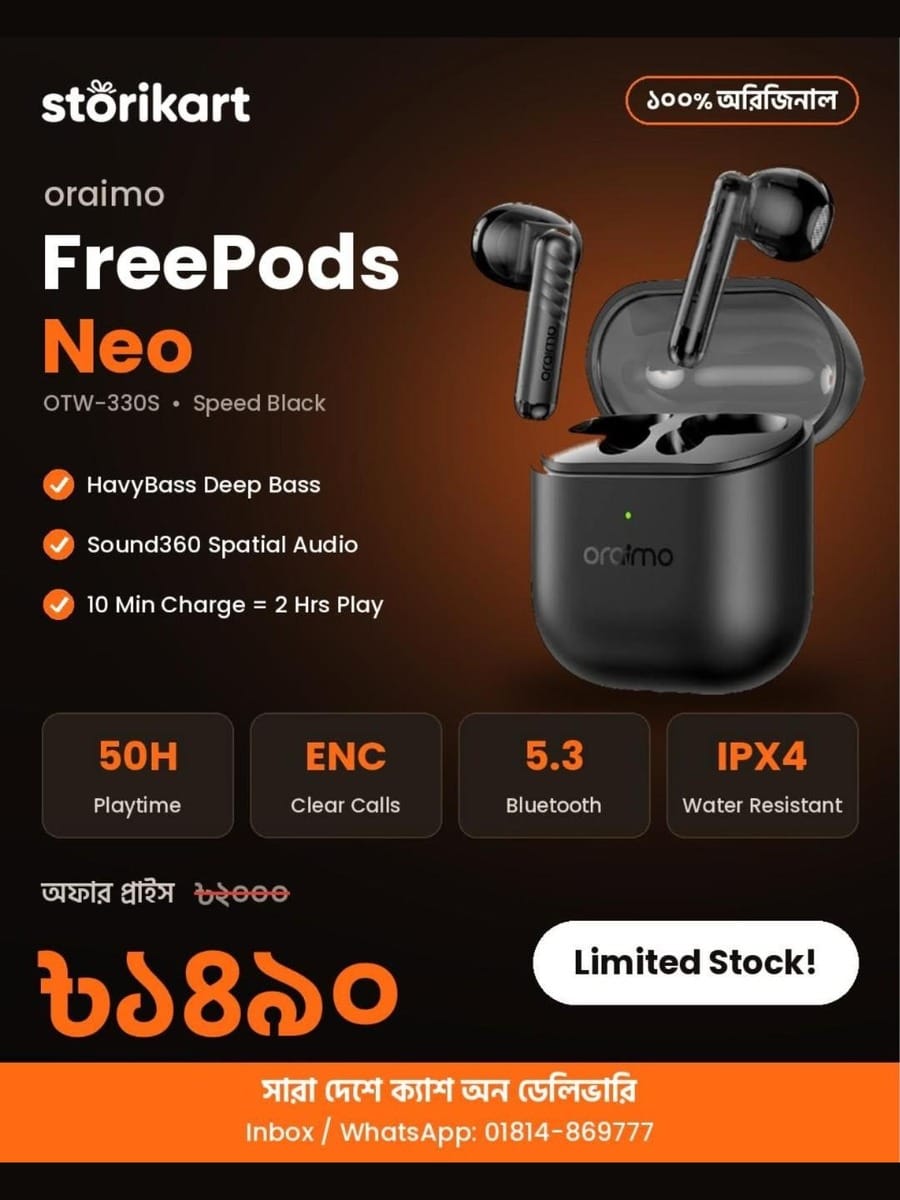 oraimo FreePods Neo (OTW-330S) Wireless Earbuds 2